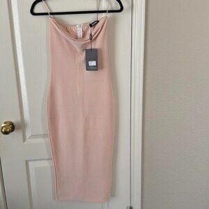 Missguided Women's Pink and Tan Dress